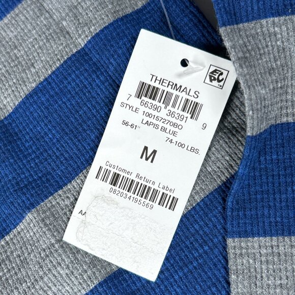 Boys Size Medium Long Sleeve Gray Blue Striped Waffle Thermal Shirt Layering NWT - Picture 2 of 8
